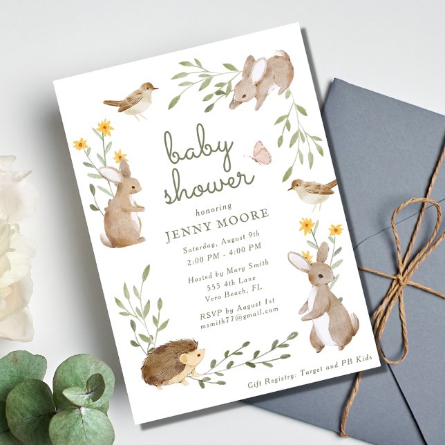 Woodland Animal Watercolor Kinderdusche Party Einladung (Woodland Animal Watercolor Baby Shower Party Invitation)