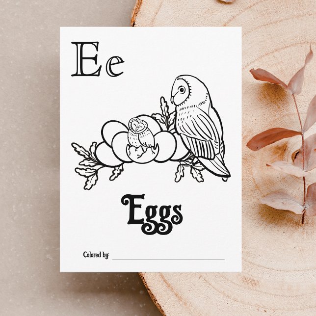 Woodland Animals ABC Coloring Baby Shooting Activi Postkarte (Letter E - Color Your Own Baby's First ABC's Keepsake Cards)