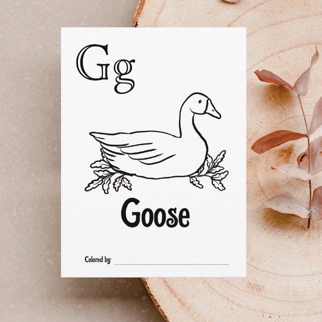 Woodland Animals ABC Coloring Baby Shooting Activi Postkarte (Letter G - Color Your Own Baby's First ABC's Keepsake Cards)