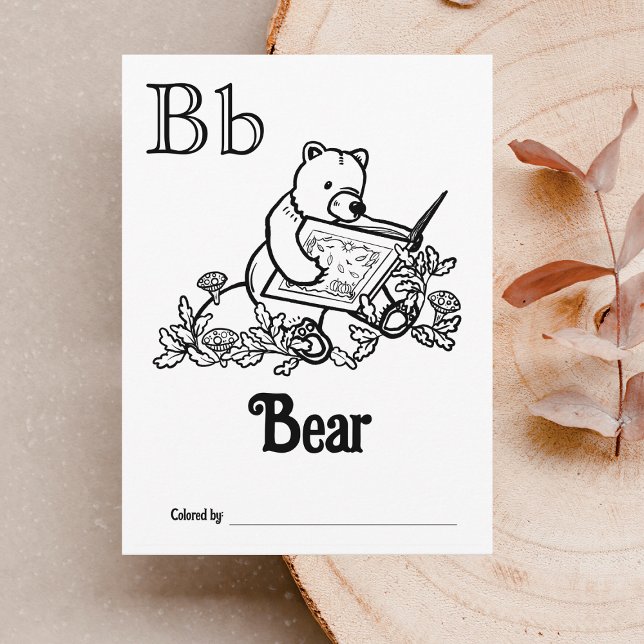 Woodland Animals ABC Coloring Baby Shooting Activi Postkarte (Letter B - Color Your Own Baby's First ABC's Keepsake Cards)