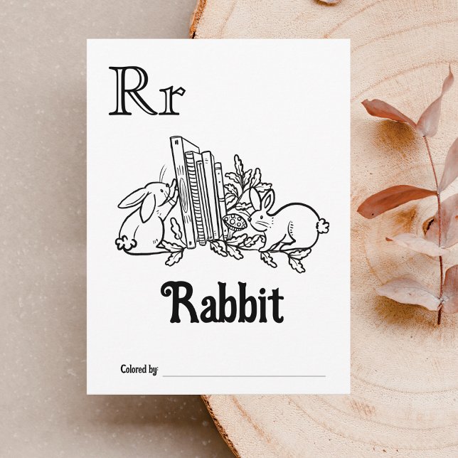 Woodland Animals ABC Coloring Baby Shooting Activi Postkarte (Letter R - Color Your Own Baby's First ABC's Keepsake Cards)