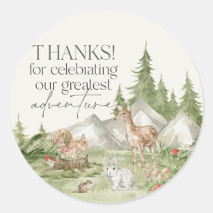 Woodland Animals Adventure Await Favor Sticker