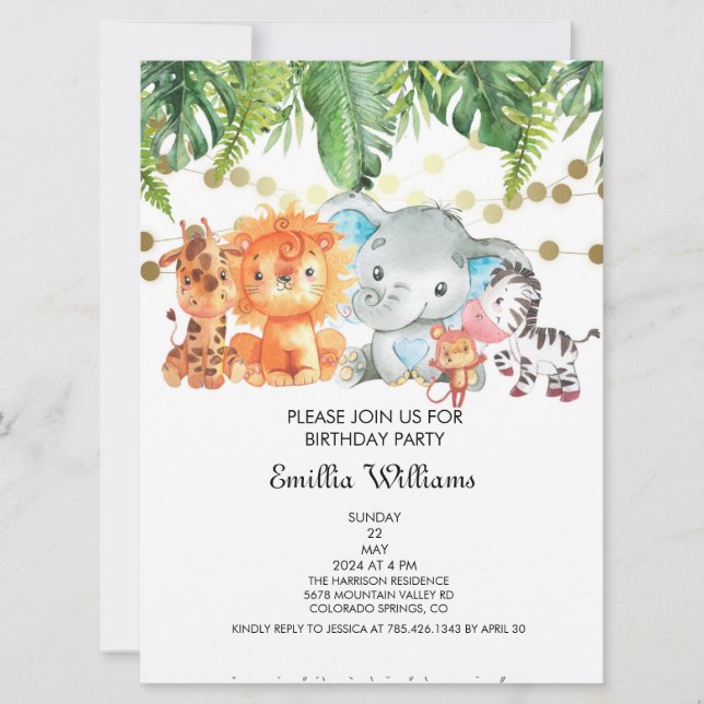 Woodland Animals Adventure Baby Dusche Einladung (Vorderseite)