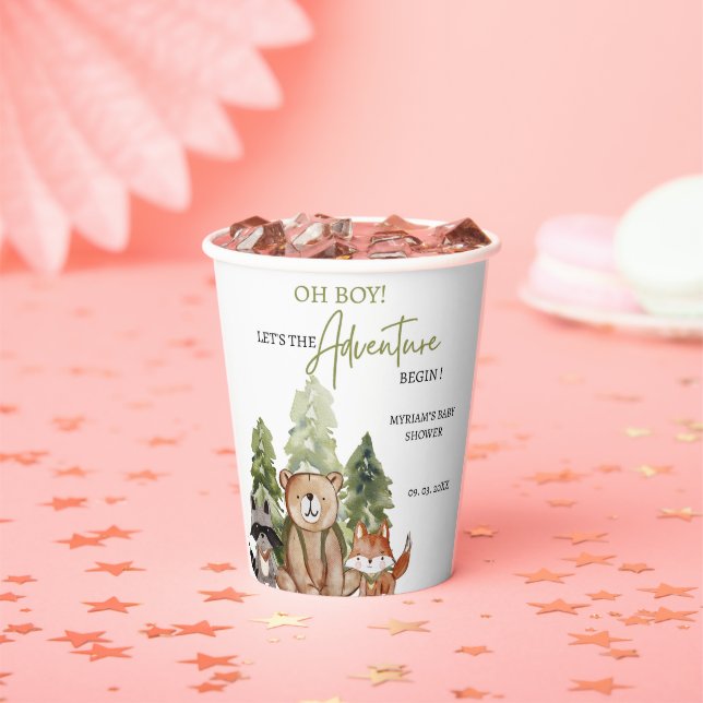 Woodland Animals Adventure Baby Dusche Pappbecher (Insitu)