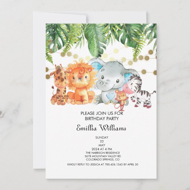 Woodland Animals Adventure Baby Dusche Save The Date (Vorderseite)