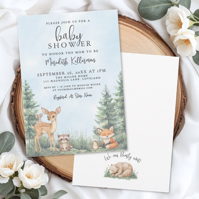 Woodland Animals Adventure Baby Shower Einladung (Woodland Animals Adventure Baby Shower Invitation)