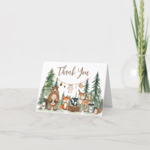 Woodland Animals Adventure erwartet Baby Shower Dankeskarte