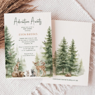 Woodland Animals Adventure erwartet Baby Shower Einladung