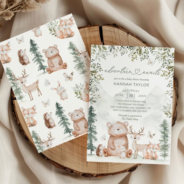 Woodland Animals Adventure erwartet Baby Shower Einladung (Von Creator hochgeladen)