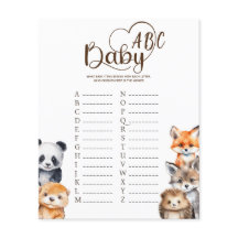 Woodland Animals Baby ABC Game Card