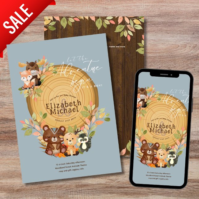 Woodland Animals Baby Boy Dusche 1. Geburtstag Einladung (Von Creator hochgeladen)