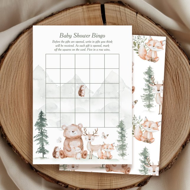 Woodland Animals Baby Dusche Bingo Game Card Einladung (Von Creator hochgeladen)