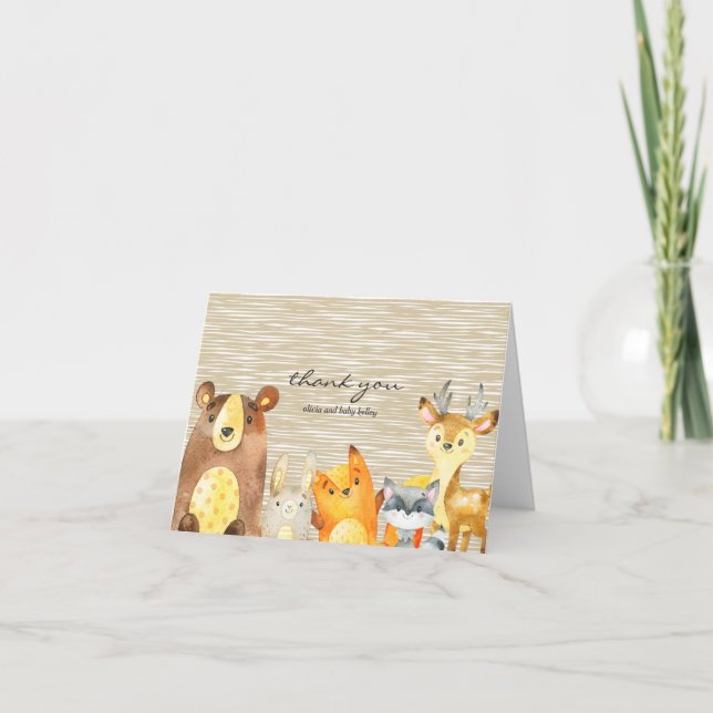 Woodland Animals Baby Dusche Danke (Vorderseite)
