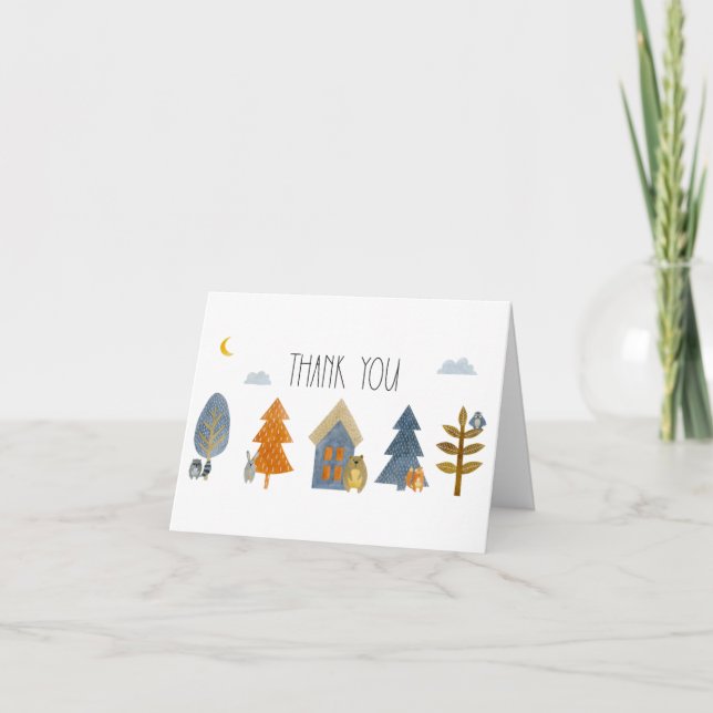 Woodland Animals Baby Dusche Danke Karte (Vorderseite)