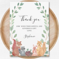 Woodland Animals Baby Dusche Danke Karte