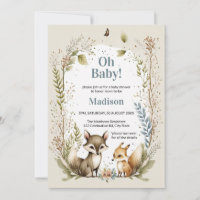 Woodland Animals Baby-Dusche einladen Wasserfarbe