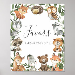 Woodland Animals Baby Dusche Favorit Schild