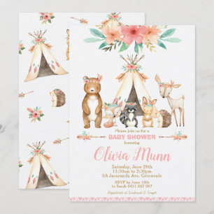 Woodland Animals Baby Dusche Forest Animal Girl Einladung
