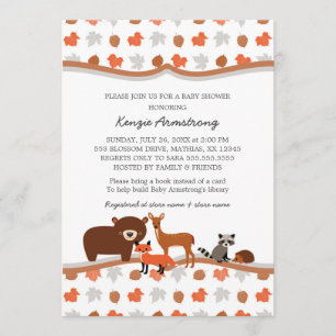 Woodland Animals Baby-Dusche / Geburtstagsparty Einladung