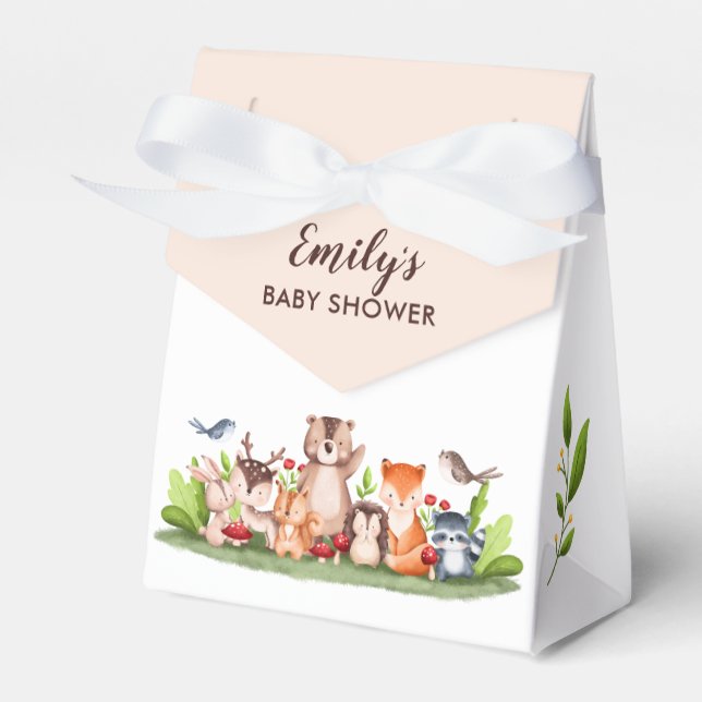 Woodland Animals Baby Dusche Gefallen Boxen Modern Geschenkschachtel (Vorderseite)