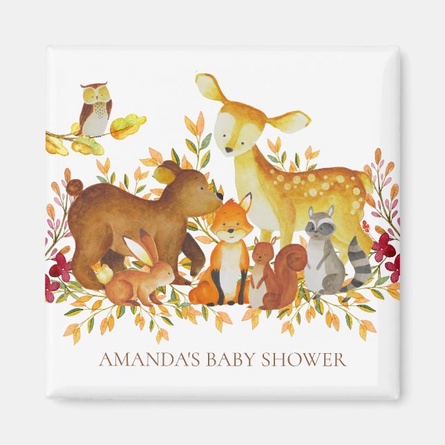 Woodland Animals Baby Dusche Gefallen Magnet (Vorne)
