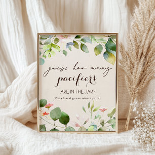 Woodland Animals Baby Dusche Guess Spiel Schild