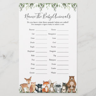 Woodland Animals Baby Dusche Name The Baby Animals