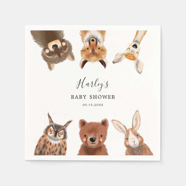 Woodland Animals Baby Dusche Napkins Serviette (Vorderseite)