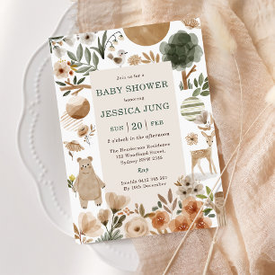 Woodland Animals Baby Dusche Party Einladung