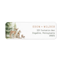Woodland Animals Baby Dusche Rücksendeadresse