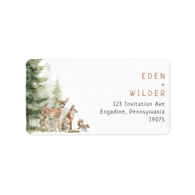 Woodland Animals Baby Dusche UAWG Adressaufkleber (Vorne)