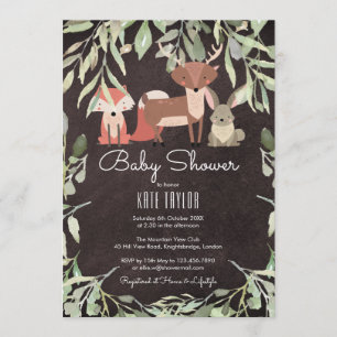 Woodland Animals Baby Duschkabine Einladung