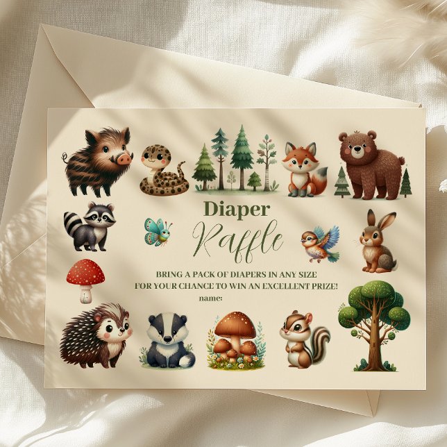Woodland Animals Baby Duwer Raffle Diapper Begleitkarte (Von Creator hochgeladen)