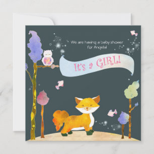 Woodland Animals Baby Girl Baby Dusche Einladung