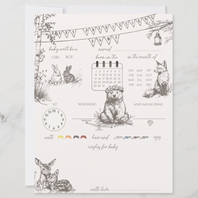 Woodland Animals Baby Predictions Ratings Game (Vorderseite)