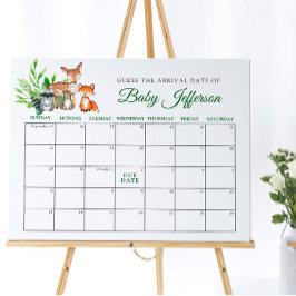 Woodland Animals Baby Ratings Due Date Calendar Poster