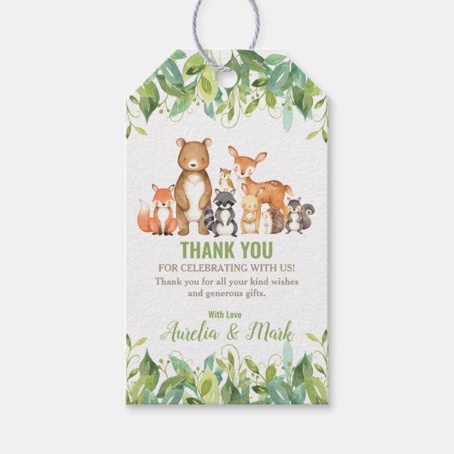 Woodland Animals Baby Shorest Forest Boy Gefallen Geschenkanhänger (Vorderseite)