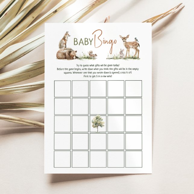 Woodland Animals Baby Shower Baby Bingo Card Einladung (Von Creator hochgeladen)