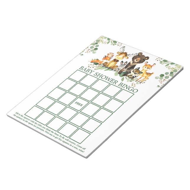 Woodland Animals Baby Shower Bingo Sheets Notizblock (angewinkelt)