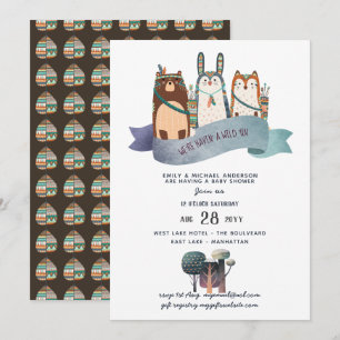 Woodland Animals Baby Shower Einladung Tribal