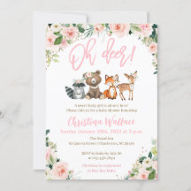 Woodland Animals Baby Shower Einladungen für Mädch