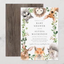 Woodland Animals Baby Shower Invitation