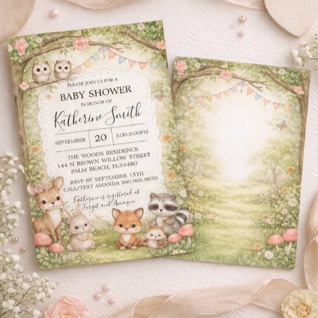 Woodland Animals Baby Shower Invitation Background (Créateur téléchargé)