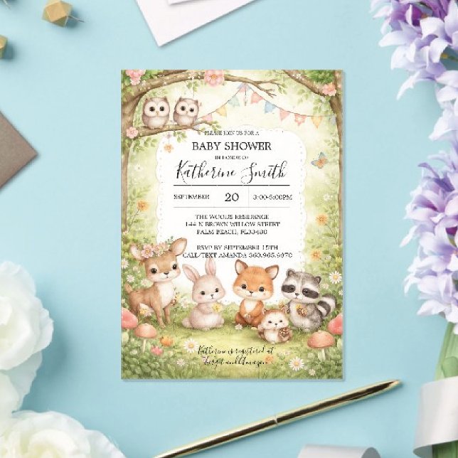 Woodland Animals Baby Shower Invitation Background (Créateur téléchargé)