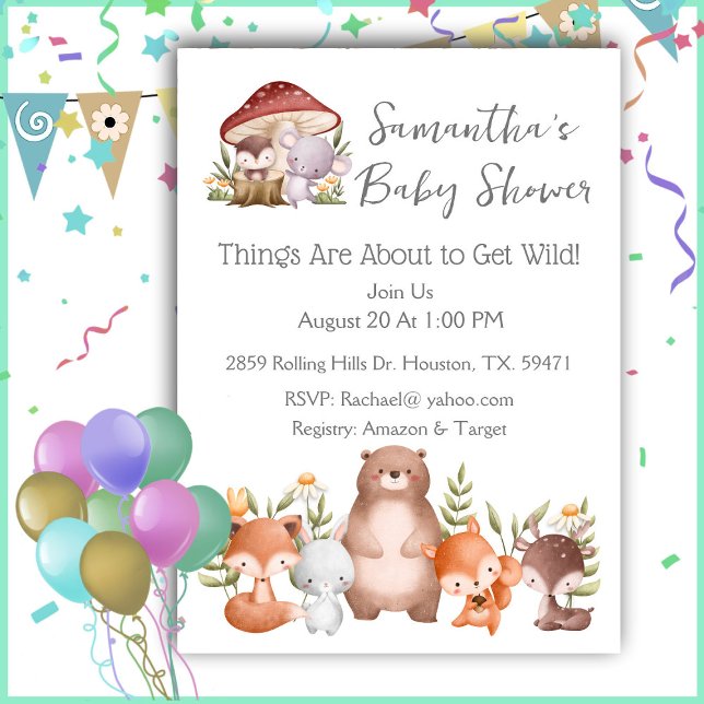 Woodland Animals Baby Shower Invitation Einladung (Von Creator hochgeladen)