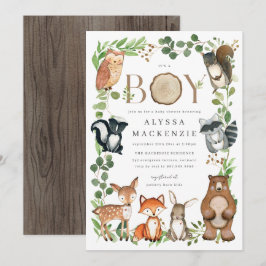 Woodland Animals Baby Shower Invitation Einladung