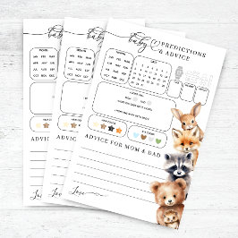 Woodland Animals Baby Shower Predictions Game