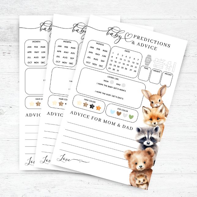 Woodland Animals Baby Shower Predictions Game (Von Creator hochgeladen)