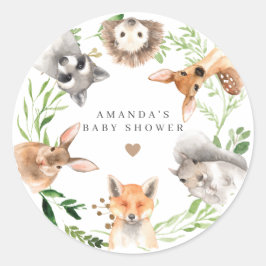 Woodland Animals Baby Shower  Runder Aufkleber