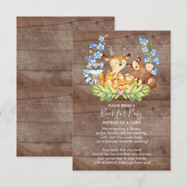 Woodland Animals Babydusche buchen für Babykarte Einladung (Vorne/Hinten)